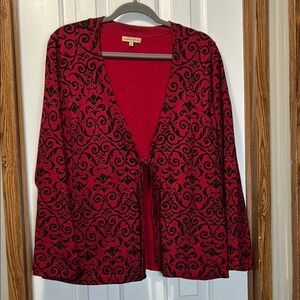 Jonathan Martin Elegant Red and Black Knit Cardigan EUC